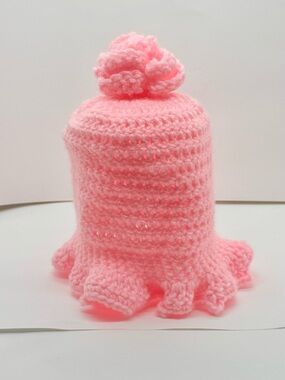 Pink Acrylic Crochet Toilet Paper Cover